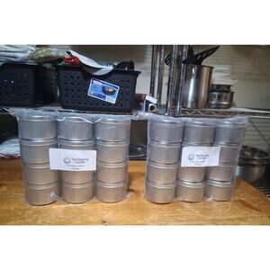 The Flaming Candle Metal Candle Tins Containers With Lids & Feet 24 Count 8OZ